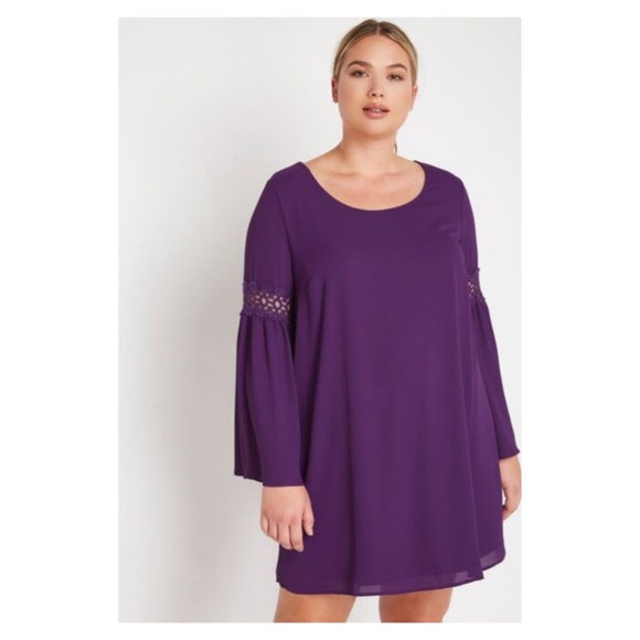 Eggplant Plus Mini Chiffon Dress